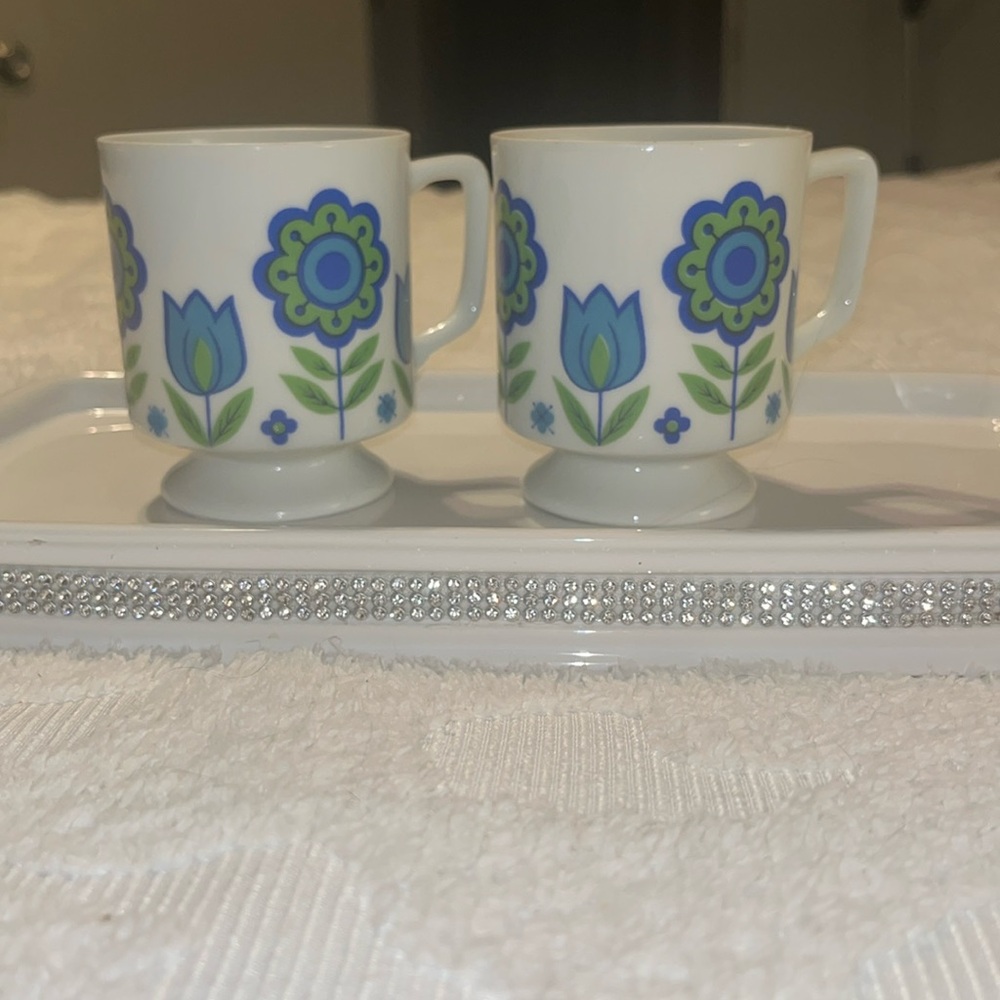 Vintage 1960’s Flower Coffee Cup Set of 2